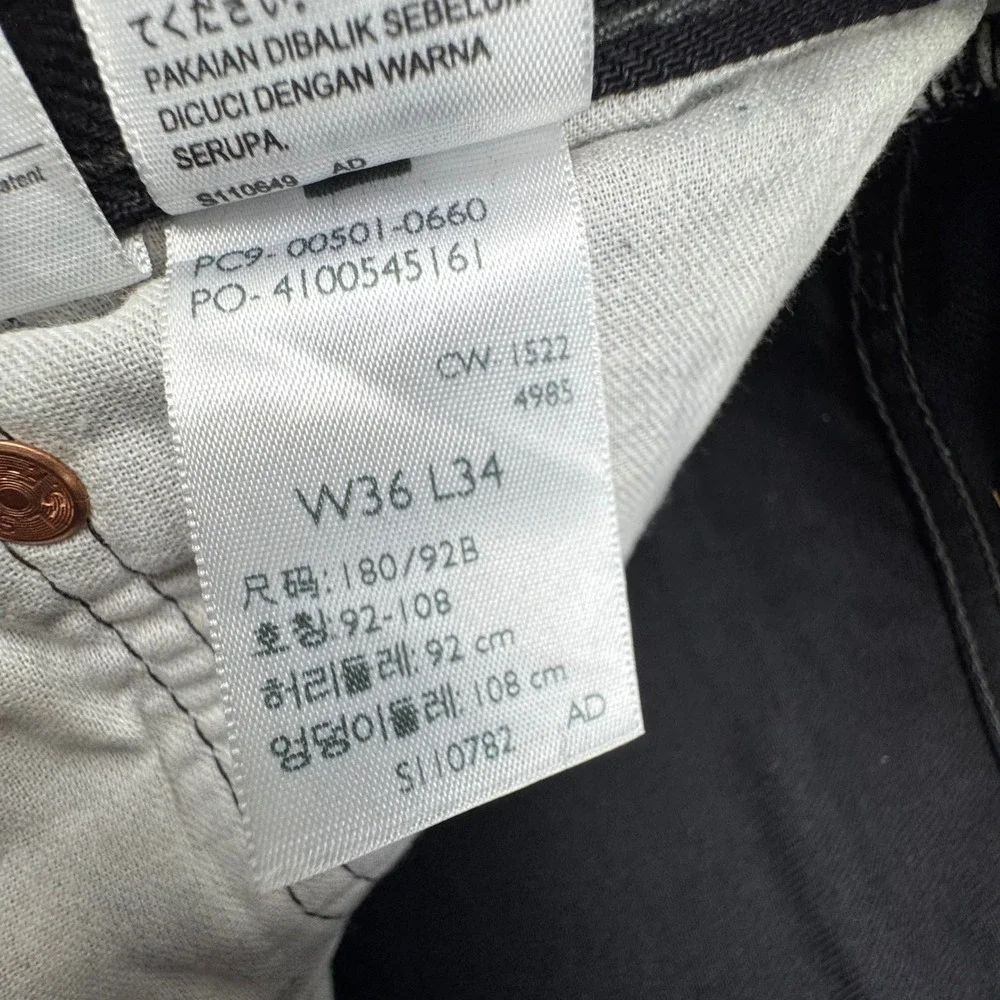Levis 501 Original Fit Jeans Mens 36x34 Black Excellent Straight Leg Button Fly